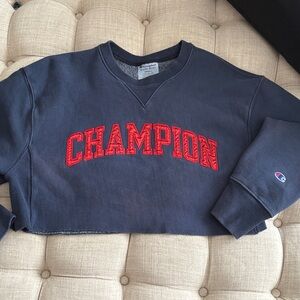 Champion Black and Red Cropped Sweatshirt